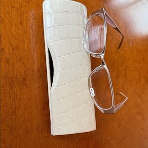 Judith Leiber Silver Glasses with Cream Case